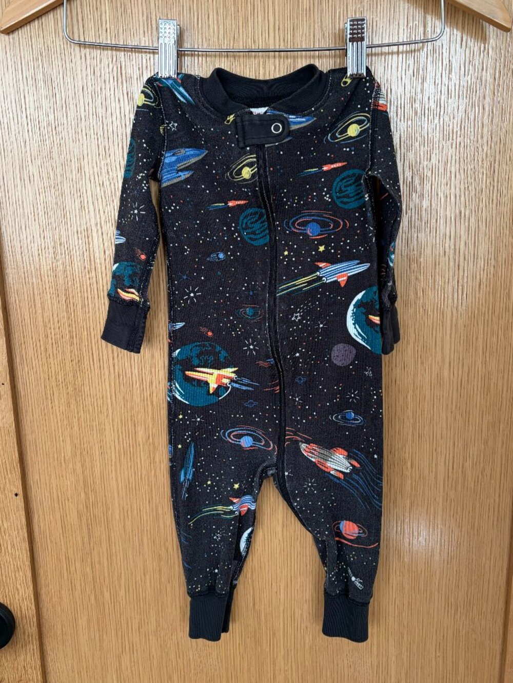 Hanna Andersson Space Print Zipper Pajamas, Size 12-18 Months